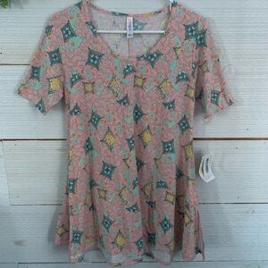 *NEW* LuLaRoe Pink and Yellow Geometric Floral Top.  Size XS